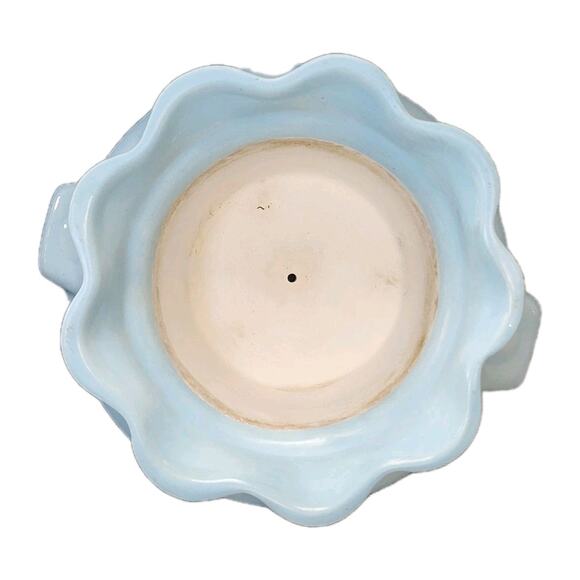 Vintage African Violet Self Watering Planter Blue Ceramic Hand Painted Flowers - Picture 5 of 9